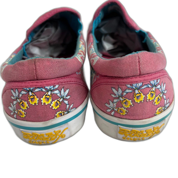 y2k Vintage Ed Hardy Pink Flower Orchid Painted Slip On Sneakers Size 10 - Picture 4 of 11